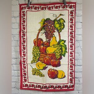 Parisian Prints French Fruit Grapes Pears Apples Linen Cottagecore Tea Towel